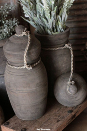 Houten kruik / voorraadpot met deksel in sobere stijl