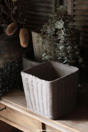 Bloempot steen vierkant 'rattanlook