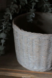 Bloempot steen rond 'rattanlook