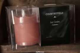 Set Countryfield mini kaarsen roze op knoopcelbatterij (met timer)