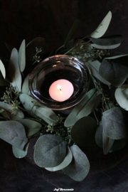 AANBIEDING: Eucalyptuskrans klein met windlicht bubbelglas