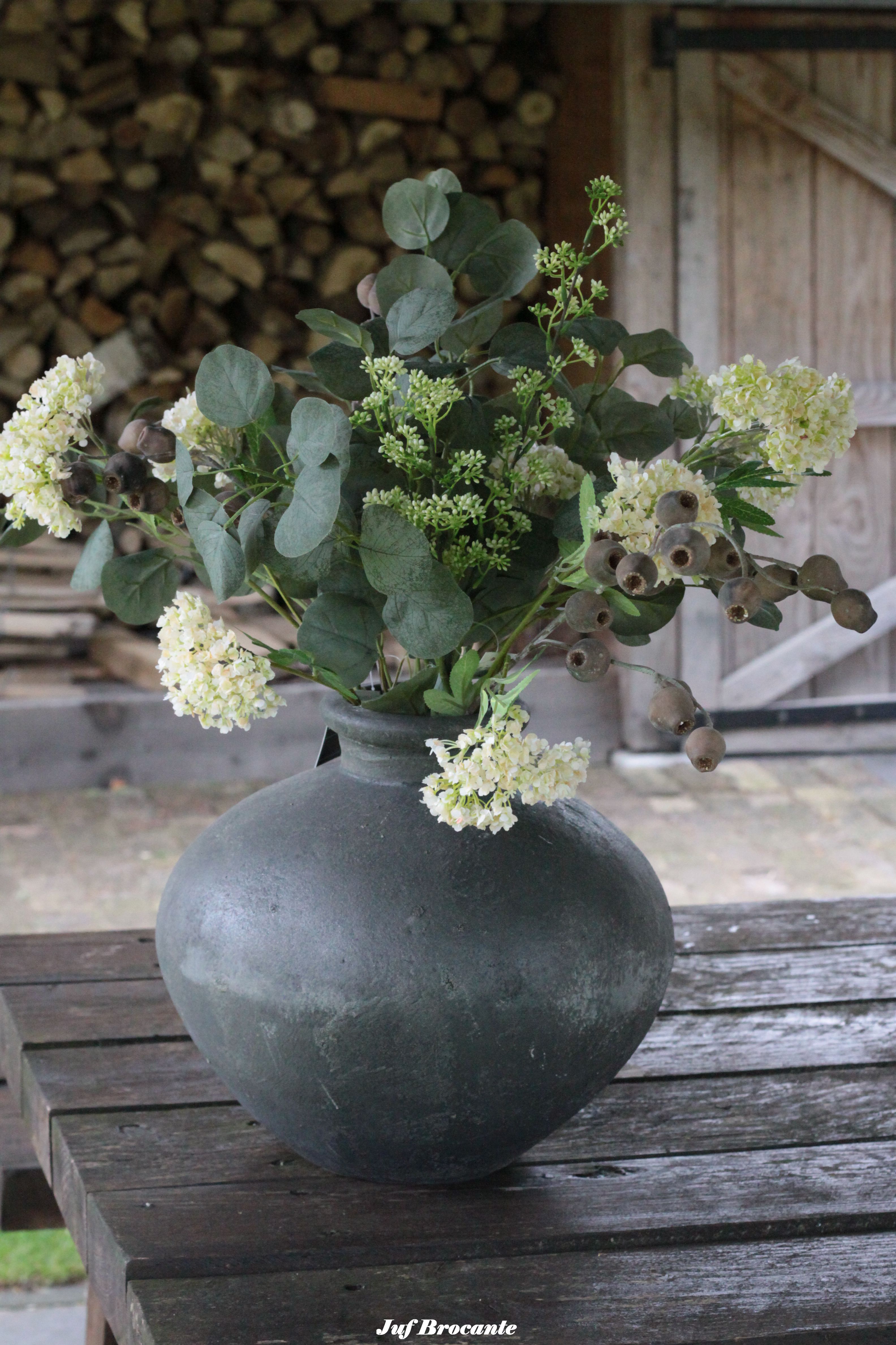 Zijden boeket white hydrangea