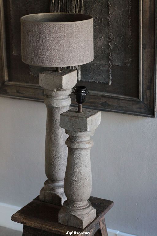 Baluster massief hout met cementfinish taupe