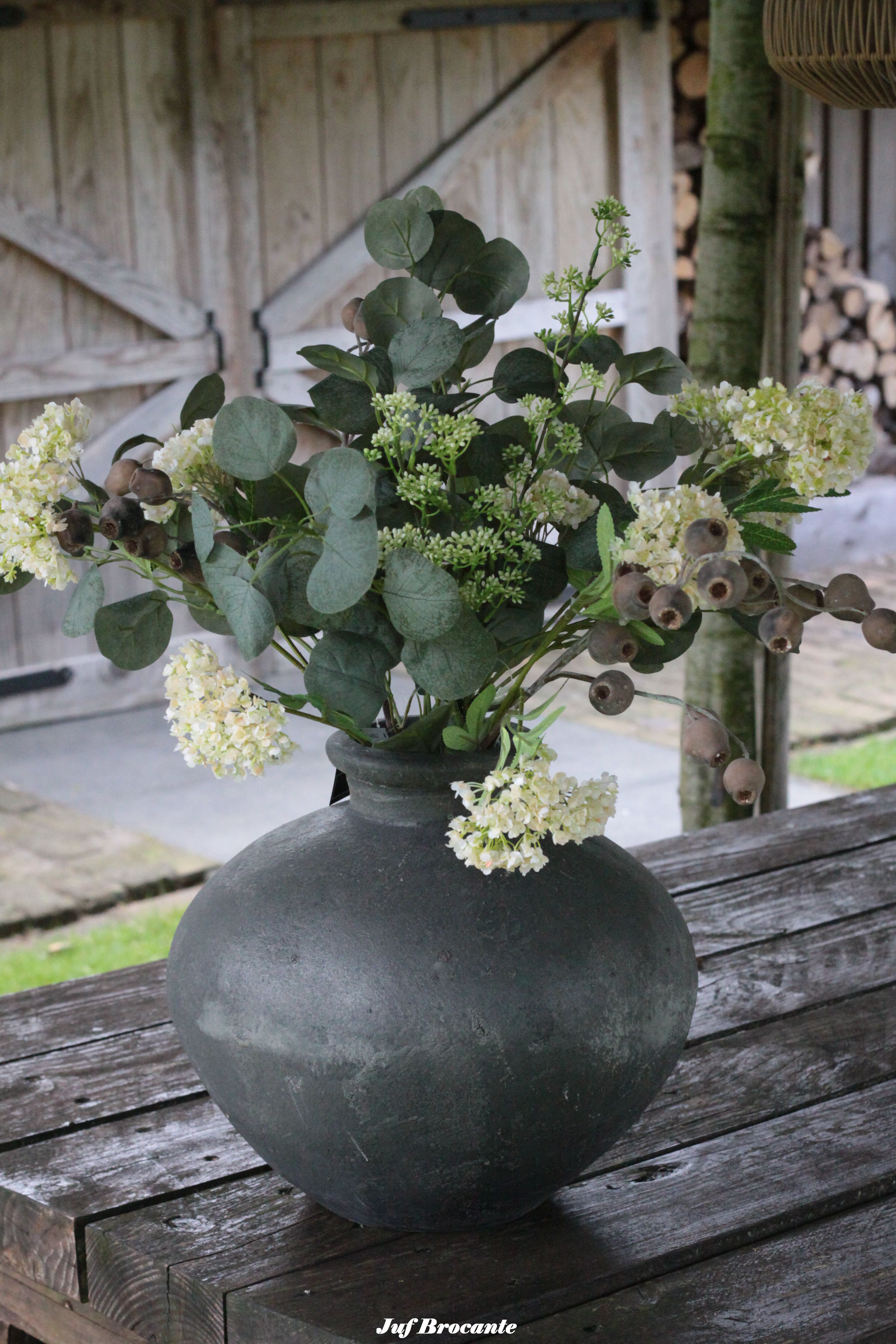 Zijden boeket white hydrangea