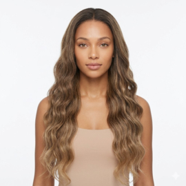 Luxe Synthetische Lace Front Pruik - Zendaya （Donkerbruin met asblonde balayage)