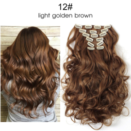 Premium Fiber Synthetic Clip in - BodyWave - 55cm- (#12) Light Golden Brown 999