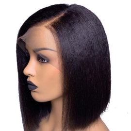 Sale - Full PU Wig  - 100% Human Hair - Kinky Straight - 12''