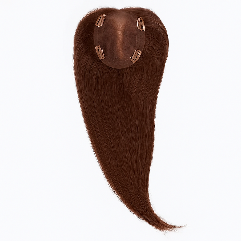 Haarstuk/Mono Human hair Topper 18inch/45cm lang, Kleur #4, Chocolate bruin