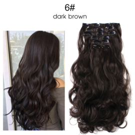 Premium Fiber Synthetic Clip in - BodyWave - 55cm- (#6) Dark Brown 999