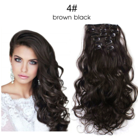 Premium Fiber Synthetic Clip in - BodyWave - 55cm- (#4) Black Brown 999