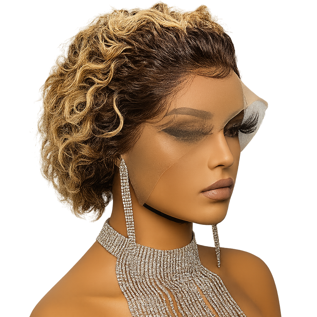 Pixie Bob - Indian (Shri) Human Hair Front Lace Wig - Curly