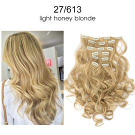 Premium Fiber Synthetic Clip in - BodyWave - 55cm- (#27/613) Light Honey Blonde 999
