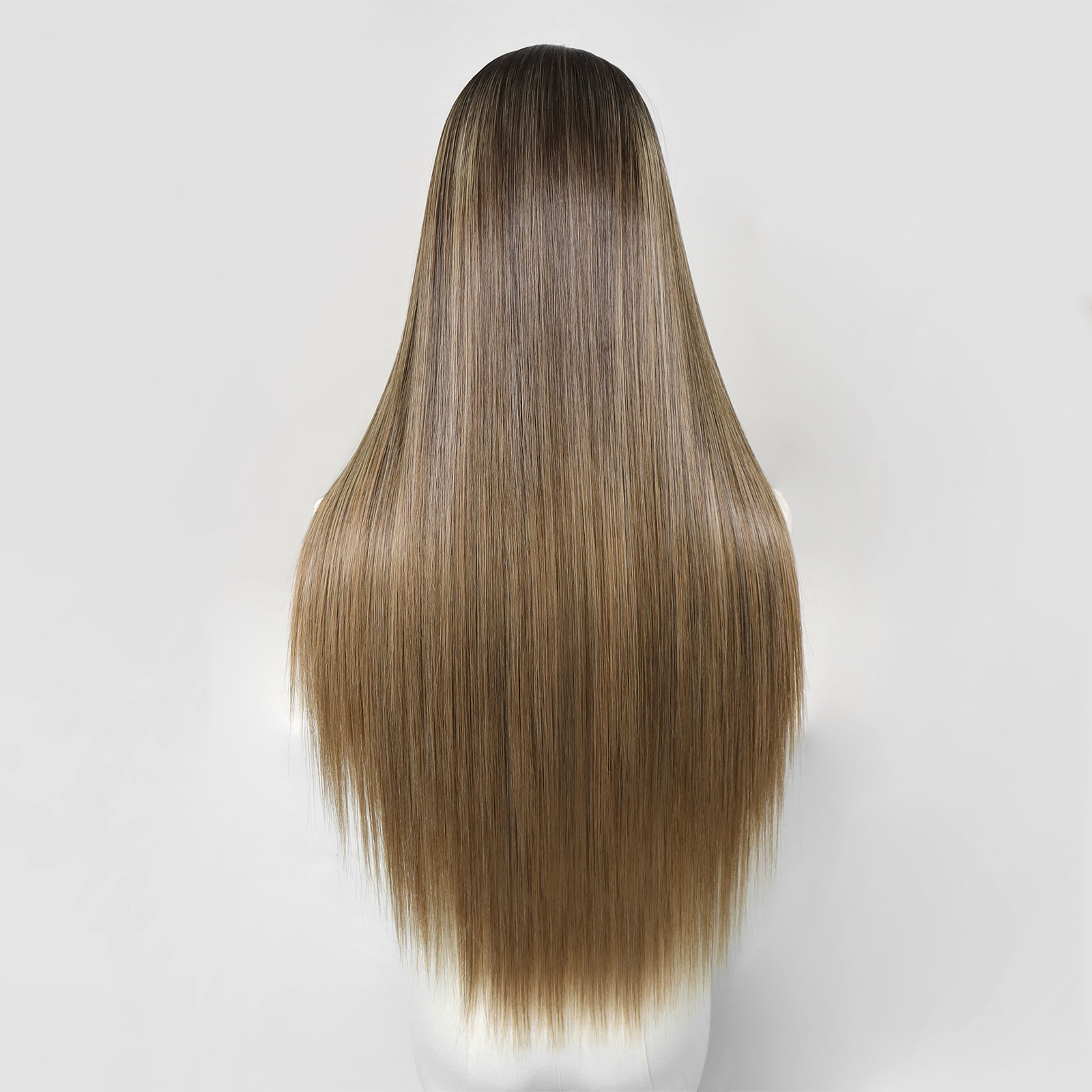 Luxe Synthetische Lace Front Pruik - Jessica（Lichtbruin met asblonde highlights）