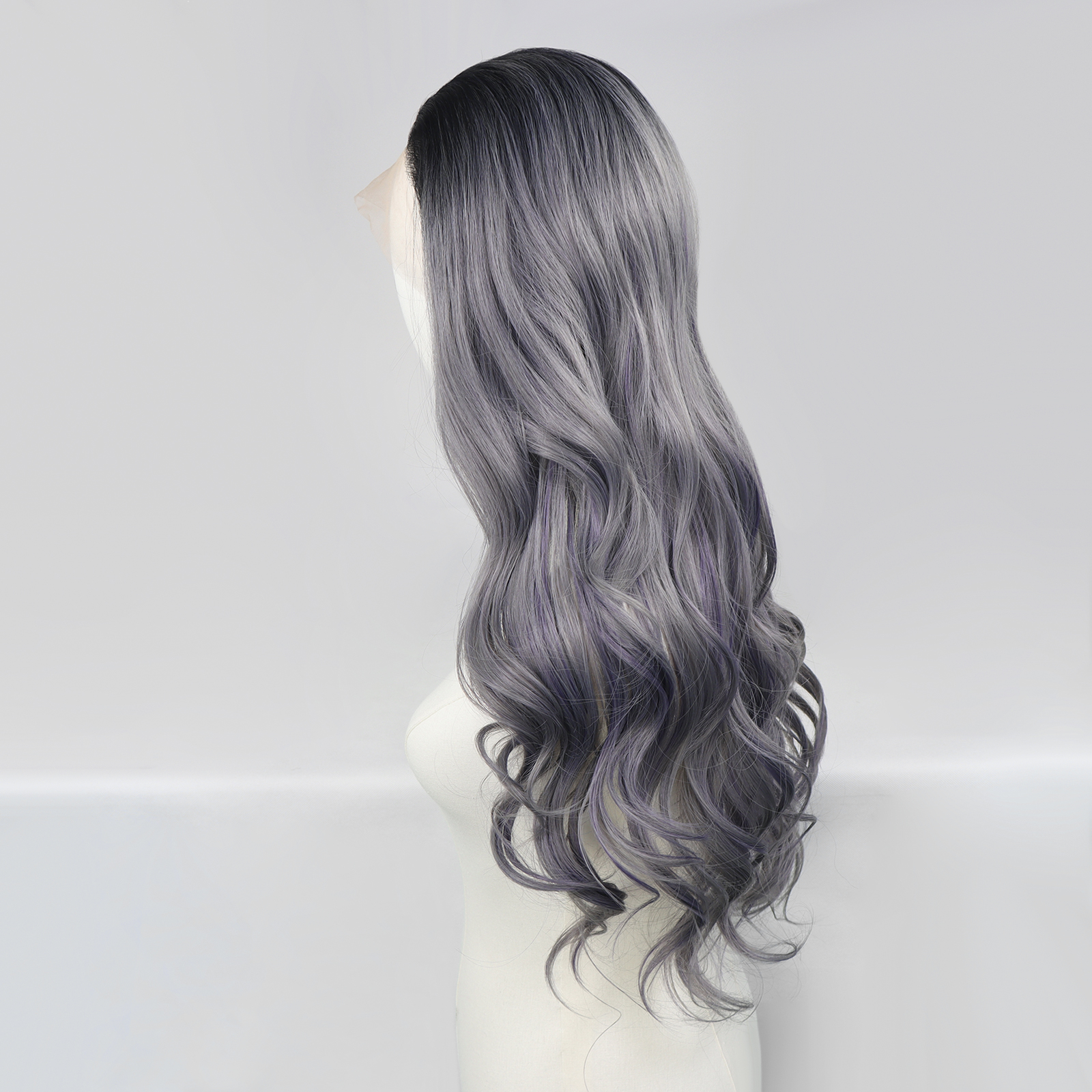Luxe Synthetische Lace Front Pruik - Rihana (Zilvergrijs balayage)