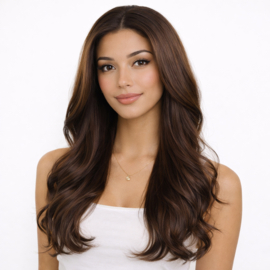 Luxe Synthetische Lace Front Pruik - Lily （chocoladebruin）