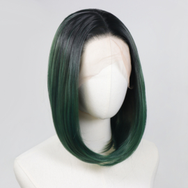 Luxe Synthetische Lace Front Pruik - Dua Bob （zwart-groen ombre）
