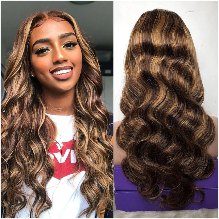 Indian (Shri) Human Hair Front Lace Wig (Body Wave) #4/27