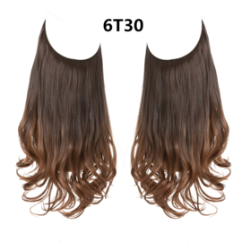 Premium Fiber Synthetic Clip in Single / Wire Extensions- BodyWave - 45cm- (#6T30) Dark Brown Ombre Warm Ginger Brown M01