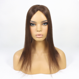 Mono Haar Topper-7.5 cm * 12.5 cm 100% Human Hair #4 Medium Brown