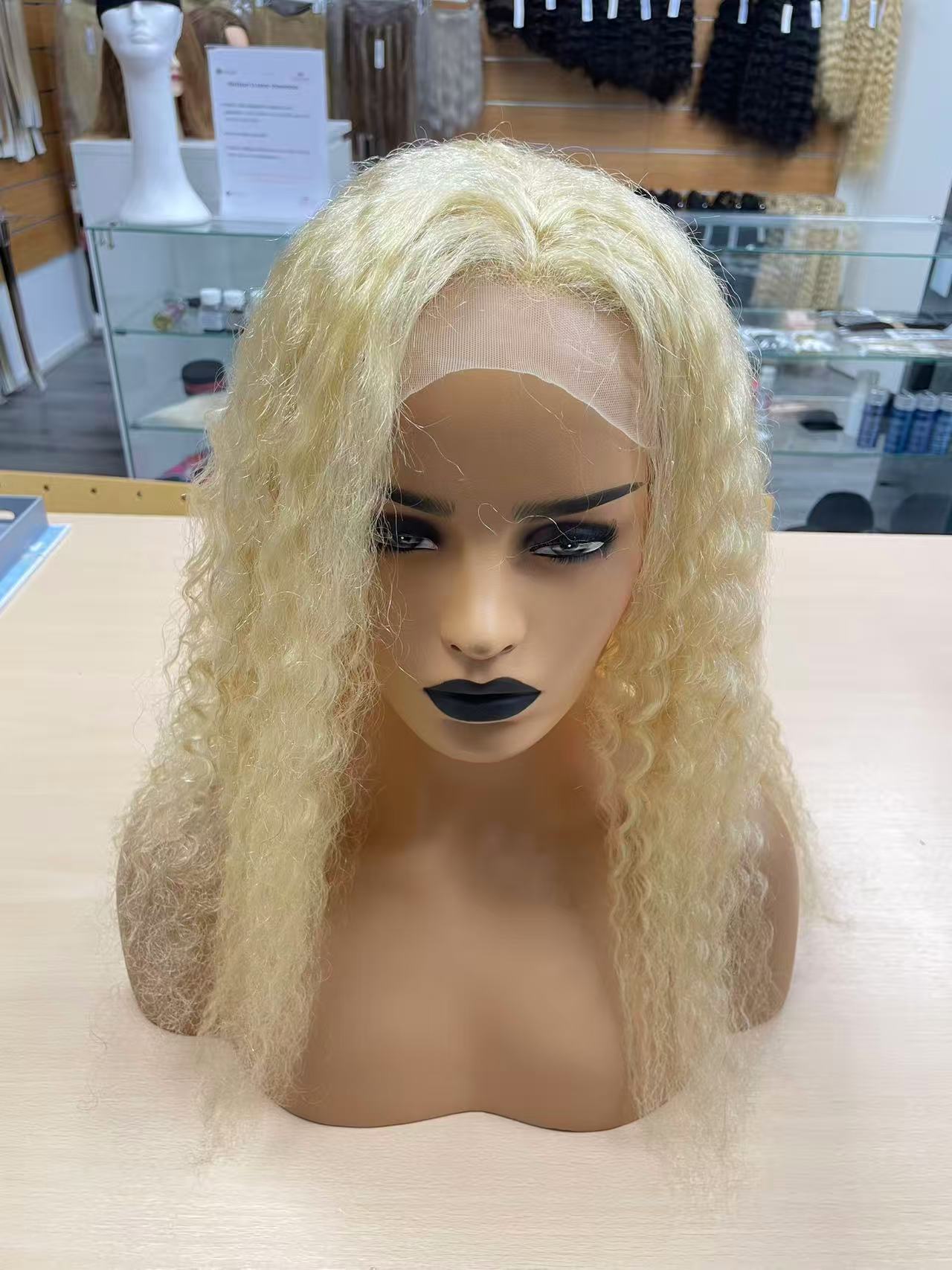 Sale-100% human hair T-lace wig #613 Deep wave 20inch