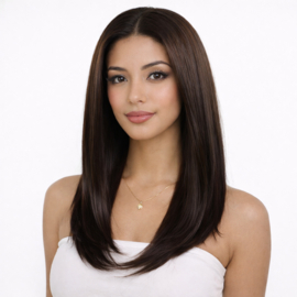 Luxe Synthetische Lace Front Pruik - Megan Straight （donkerbruin）