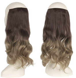 Premium Fiber Synthetic Clip in Single / Wire Extensions - BodyWave - 45cm- (#6T16) Dark Brown Ombre Ash Light Brown M01