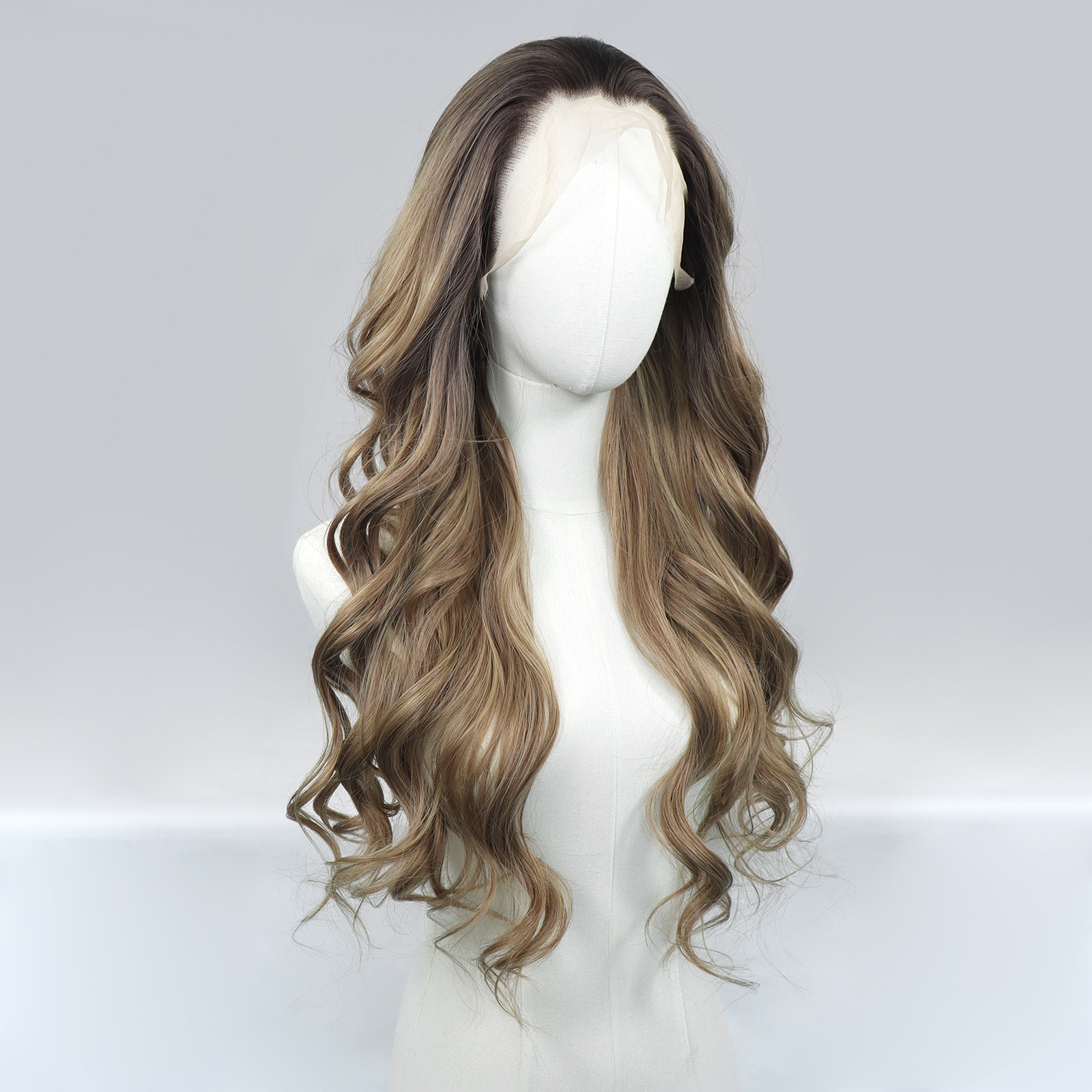 Luxe Synthetische Lace Front Pruik - Kim (Donkerblonde Balayage)