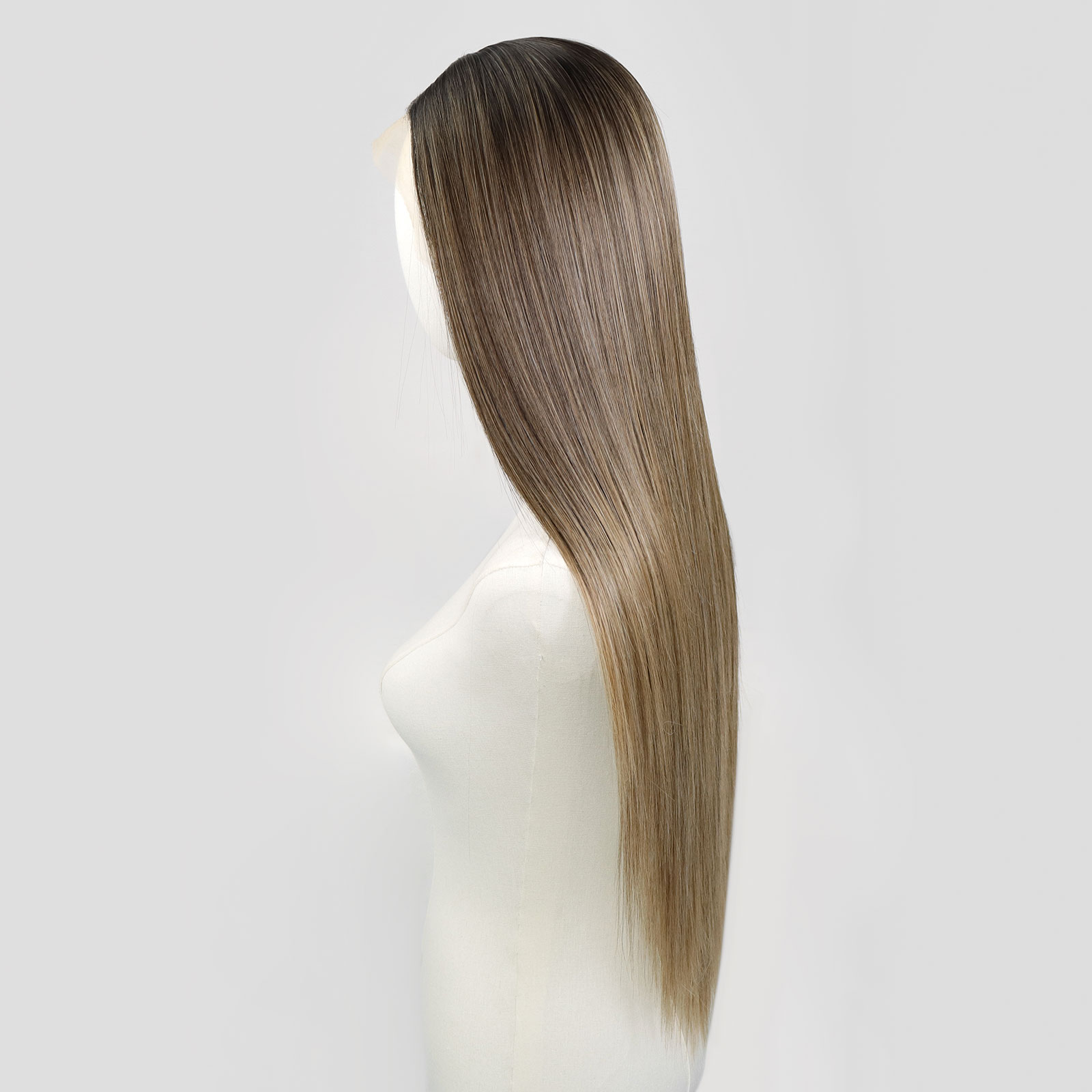 Luxe Synthetische Lace Front Pruik - Jessica（Lichtbruin met asblonde highlights）