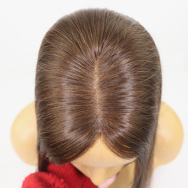 Mono Haar Topper-7.5 cm * 12.5 cm 100% Human Hair #4 Medium Brown