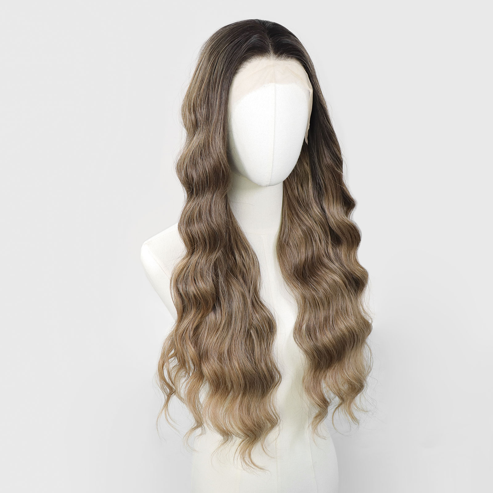 Luxe Synthetische Lace Front Pruik - Zendaya （Donkerbruin met asblonde balayage)