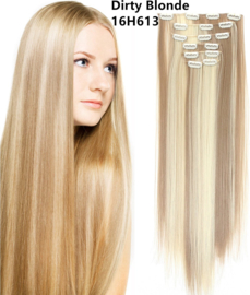 Premium Fiber Synthetic Clip in Extensions - Straight - 55cm- (#16H613) Dirty Blonde 777