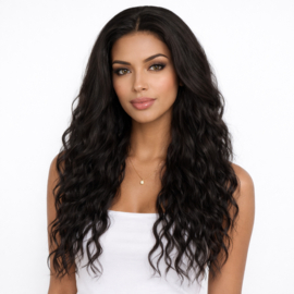 Luxe Synthetische Lace Front Pruik - Camila Waves （donker zwart）