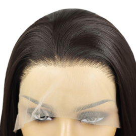 Luxe Synthetische Lace Front Pruik - Angelina Straight （Diep donkerbruin）