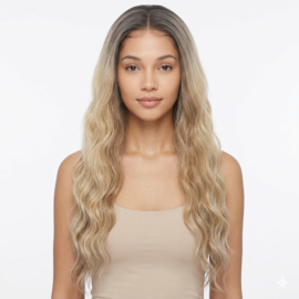 Luxe Synthetische Lace Front Pruik - Sofia (Donkerbruin naar lichtblonde ombre)