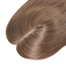 Mono Haar Topper-7.5 cm * 12.5 cm 100% Human Hair #4 Medium Brown