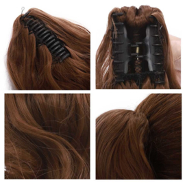 Premium Synthetic Fiber Grip-in Ponytail/ Ponytail met Klem (#6) Dark Brown  (P023)