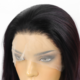 Luxe Synthetische Lace Front Pruik - Selena Waves （Zwart met paars）