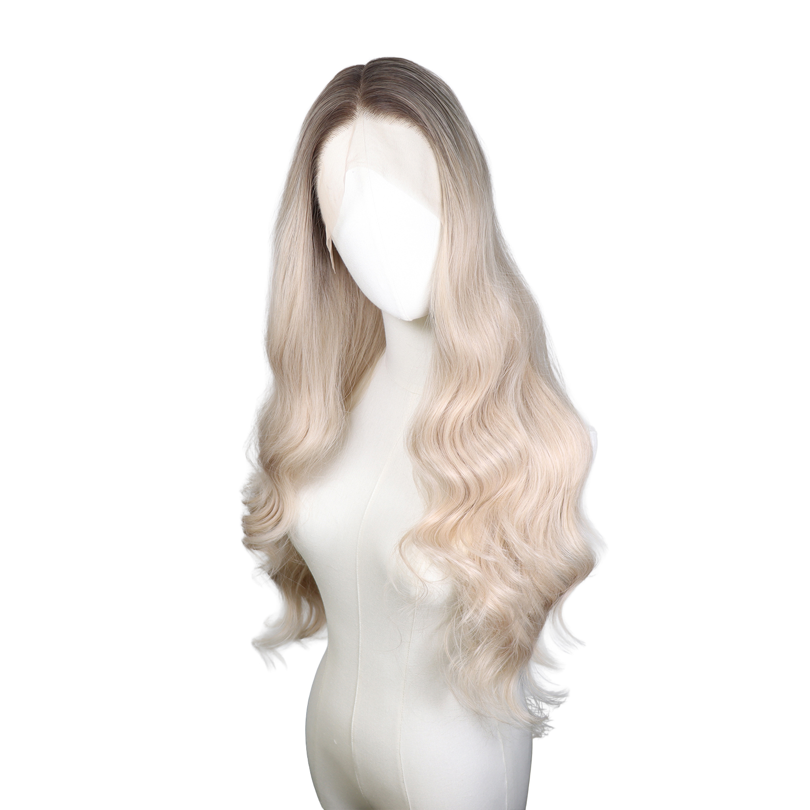 Luxe Synthetische Lace Front Pruik - Miley (Donkerbruin naar Platina ombre)