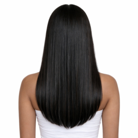 Human Hair Clip in Extensions (Steil) kleur #1b Natural Black