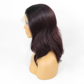 Luxe Synthetische Lace Front Pruik - Selena Waves （Zwart met paars）