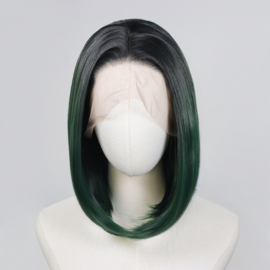 Luxe Synthetische Lace Front Pruik - Dua Bob （zwart-groen ombre）