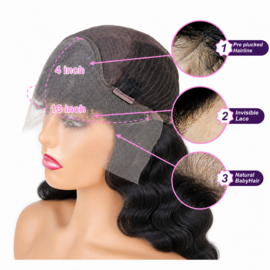 Sale - Full Lace Wig - 100% Human Hair - Body Wave - 16inch/ 40cm #natural black