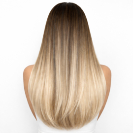 Tape Extensions (Steil) 50cm kleur #T3/F116 Ombre Chocolate Brown/ Ash Light Blond