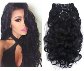 Premium Fiber Synthetic Clip in - BodyWave - 55cm- (#1b) Jet Black 999