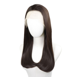Luxe Synthetische Lace Front Pruik - Angelina Straight （Diep donkerbruin）