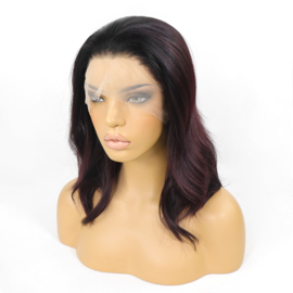 Luxe Synthetische Lace Front Pruik - Selena Waves （Zwart met paars）
