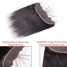 100% Human hair -Lace Frontal 13x4''  - Straight -12''/30 cm-18''/45cm