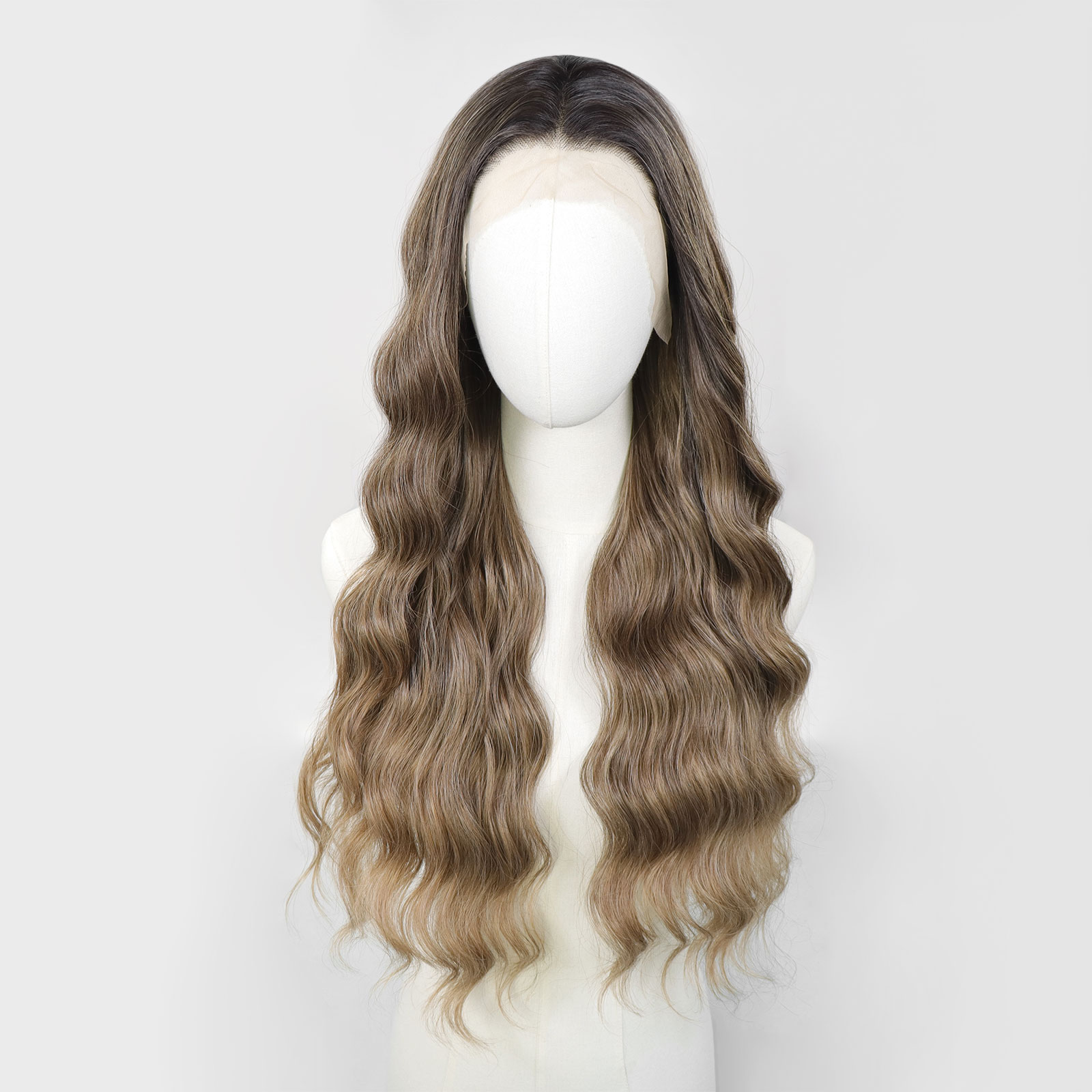 Luxe Synthetische Lace Front Pruik - Zendaya （Donkerbruin met asblonde balayage)