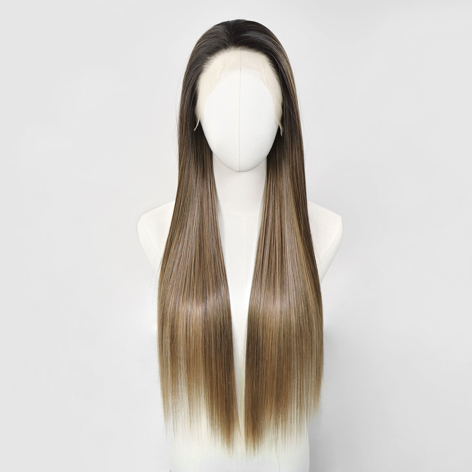 Luxe Synthetische Lace Front Pruik - Jessica（Lichtbruin met asblonde highlights））