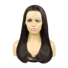 Luxe Synthetische Lace Front Pruik - Angelina Straight （Diep donkerbruin）
